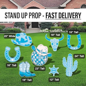 Cowboy Cutouts Cowboy decor props party disco cowboy blue cowboy hat centerpieces standee, farm themed birthday yeehaw howdy