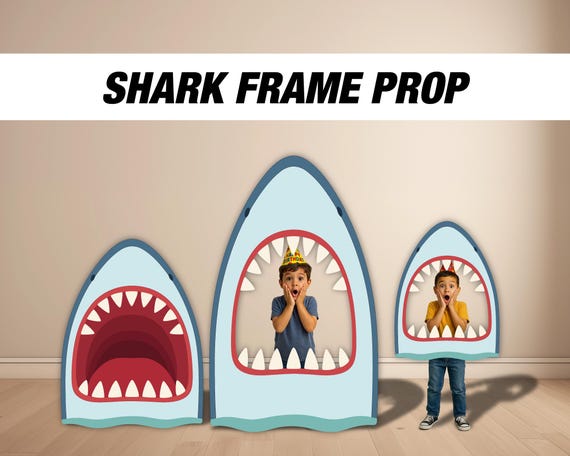 Shark photo frame, shark party prop, shark themed, photoprop, ocean photo box frame. 4mm coroplast.