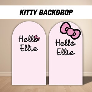 Kitty arch backdrop with stands, kitty birthday party, kitty themed, centerpieces, cutouts, decoration backdrop. high resolution quality.