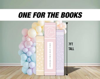 Uno para los libros Fondo de panel con temática de libros Fondo con soportes, fiesta de libros, baby shower de ratones de biblioteca, NO tela. Coroplast de 4 mm