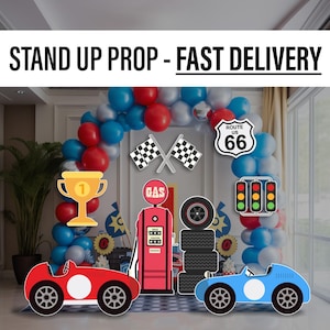 Racecar Cutouts birthday centerpieces, Retro car, twofast 2 curious lawn sign, yard sign, backdrop, Party Decor, table toppers