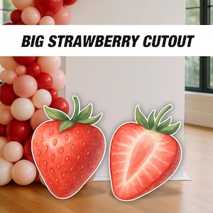 BIG Strawberry cutouts, prop decoration Babyshower berry Sweet One, strawberry themed Birthday Party Decor, first birthday, yard lawn sign