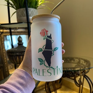 Palestine Mug - Palestine Glass Tumbler - Palestine Tumbler - Palestine Rose Design