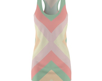 Racerback Dress, Geometric Dress, Pastel color Dress, Swimsuit coverup, Summer Dress, Spring Dress, Sport Dress, Fun Dress