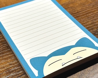 Snorlax Kabigon Pokemon Notepad Stationery Memo Pad Note Taking Funny Kawaii Student Bullet Journal Dorm School Work Homework Organization