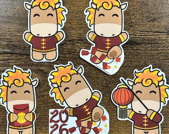 Chinese Lunar New Year Sticker Pack Year of Fire Horse 2026 Cute Kawaii for Student Journal School Planner Stationery Laptop Water Bottle