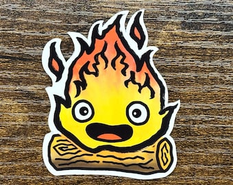 Calcifer Fire Demon Sticker Howl's Moving Castle Studio Ghibli Cute Kawaii Laptop Design Water Bottle School Planner Journal Dorm Design