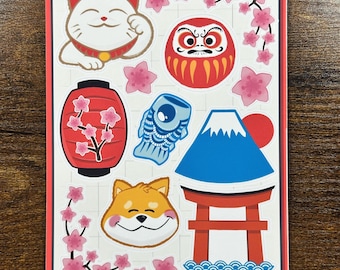 Japan Theme Kawaii Cute Travel Culture Sticker Sheet Bundle for Student Journal School Planner Notebook Stationery Laptop Water Bottle