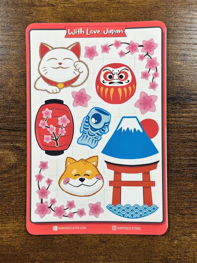Japan Theme Kawaii Cute Travel Culture Sticker Sheet Bundle for Bullet ...