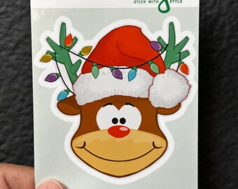 Christmas Reindeer Rudolph Holiday Sticker for Student Journal School Planner Notebook Stationery Laptop Water Bottle