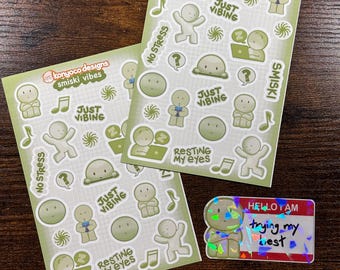 Smiski Sticker Sheet Pack Funny Kawaii Student Academic Planner Bullet Journal Dorm School Stationery Laptop Water Bottle