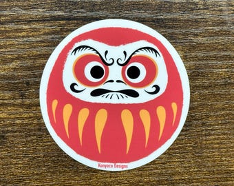 Japanese Red Daruma Sticker Cute Kawaii for Student Journal School Planner Notebook Stationery Laptop Water Bottle