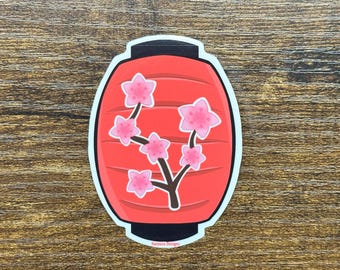 Japan Red Store Lamp Akachochin Sakura Cherry Blossom Sticker Cute Kawaii for Student Journal School Planner Stationery Laptop Water Bottle