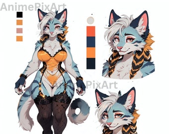 1x Fursona Adopt EXCLUSIF : Lunara - Fiche de référence Furry Adopt, Furry Adopt OC Furry Instant Download