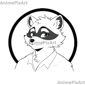 Anpassbare Waschbär Malvorlage PFP - Digital Download, OC Furry, Sofort Download, P2U, PTU