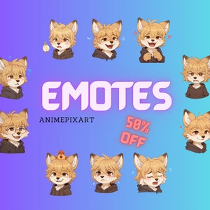 Chibi Brown Wolf Furry Twitch Emotes - Set of 10 - Cute Furry Twitch Emotes, Instant Download,