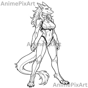 Anpassbare Scalie Furry Malvorlage - Digital Download, OC Furry, Sofort Download, P2U, PTU