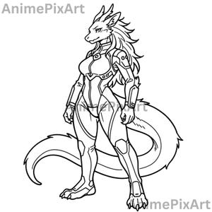 Anpassbare Scalie Furry Malvorlage - Digital Download, OC Furry, Sofort Download, P2U, PTU