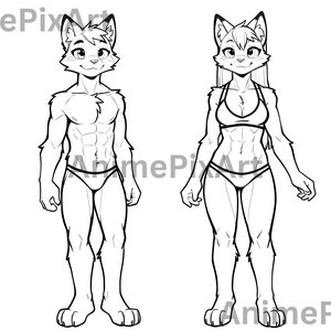 Customizable Feline Furry Coloring Sheet Valentines Day - Digital Download, OC Furry, Instant Download, P2U, PTU, Couple, Gift