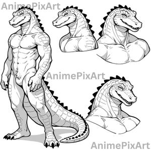 Anpassbare Scalie Furry Malvorlage - Digital Download, OC Furry, Sofort Download, P2U, PTU