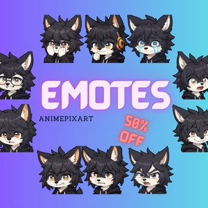 Chibi Husky Furry Twitch Emotes - Set of 10 - Cute Furry Twitch Emotes, Instant Download,