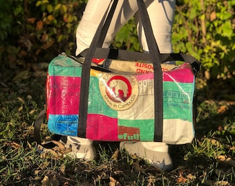 Recycled Cement Bag Duffle, Waterproof Travel Gym Bag