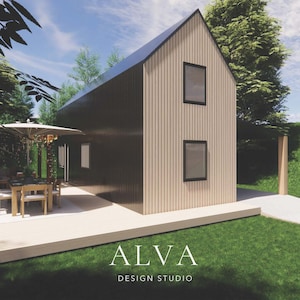 Modern Tiny House Plan – 350 Sq Ft Studio Home, Open Layout, Small Home Blueprint PDF