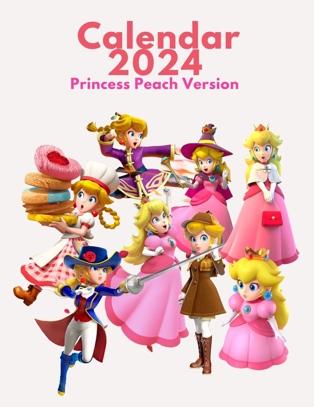 Calendar 2024 Princess Peach Version Etsy