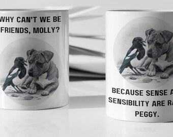 Peggy and Molly Magpie and Staffy Petition, Bring Molly Home Mug, Queensland Animal Story Mug, Animal lovers Mug, Gift for Animal Lovers