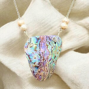 Handmade New Zealand Abalone & Freshwater Pearl Necklace | Ocean-Inspired Jewelry
