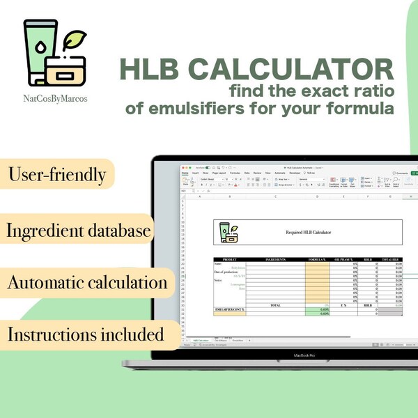 HLB-Zahlenrechner für kosmetische Formeln [Excel]