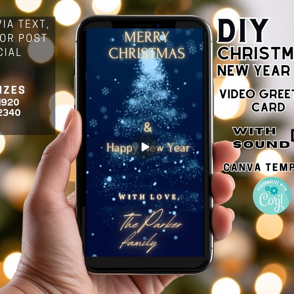 Digital download greeting card Animated Christmas card holiday video invitation Digital Christmas Greeting Card Editable Invite Template