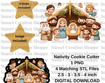 Cortador de galletas de la Natividad STL y PNG, cortadores de galletas STL, cortadores de galletas, imágenes png de la Natividad, stl y png de la Natividad, cortadores stl