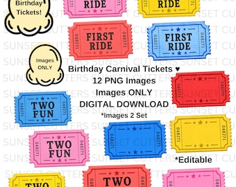 Ticket PNG, Carnival Tickets, Birthday, First Ride, Two Fun, Fair Tickets, Circus Tickets, Carnival ticket clipart