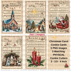 Christmas Carol Cookie Cutters and PNG, Cookie cutters, Christmas carol sheet music png, Christmas carol png, Christmas card cookie cutters
