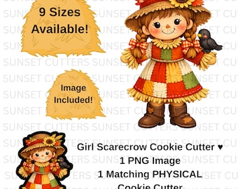 Scarecrow Cookie Cutter, Girl Scarecrow PNG, Scarecrow Cutter, Fall Cookie Cutter, Fall Cutter, Cute Scarecrow, Fall clipart, Fall Cookies