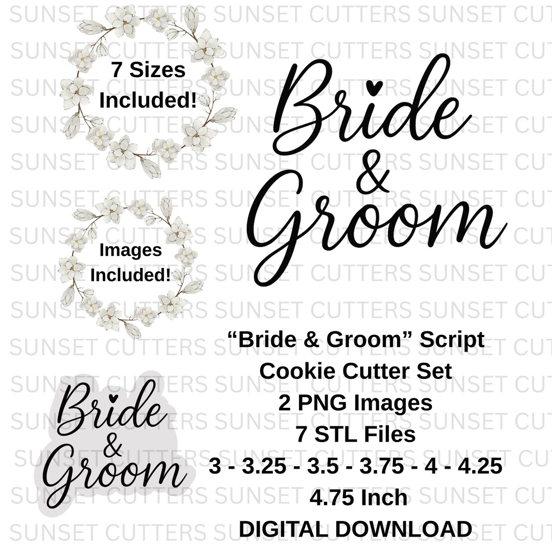 Cutter Script Bride and Groom Script Cookie Cutter, Bride Cookie Cutter, Wedding ...