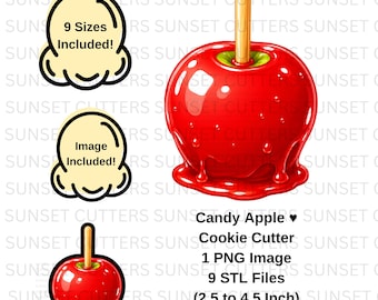 Candy Apple Cookie Cutter, Candy apple png, Candy Apple STL Cutter, Fair clipart, Carnival clipart, STL Cookie Cutters