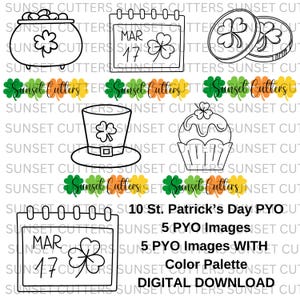 PYO - Pinta tus propias impresiones de galletas, pinta tu propio día de San Patricio, galletas PYO, imágenes PYO, pinta tus propias paletas, paleta de colores PYO