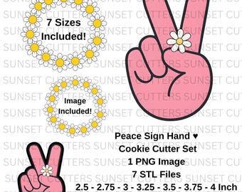 Peace Sign Hand Cookie Cutter stl, Peace Sign PNG, Hippie Cookie Cutter, Groovy Cookie STL, Retro Peace Hand STL, Peace sign cookie cutter