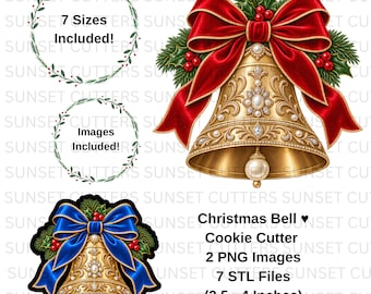 Christmas Bell Cookie Cutter, Bell STL, Christmas Bell PNG, Christmas Cookie, STL Cookie Cutters