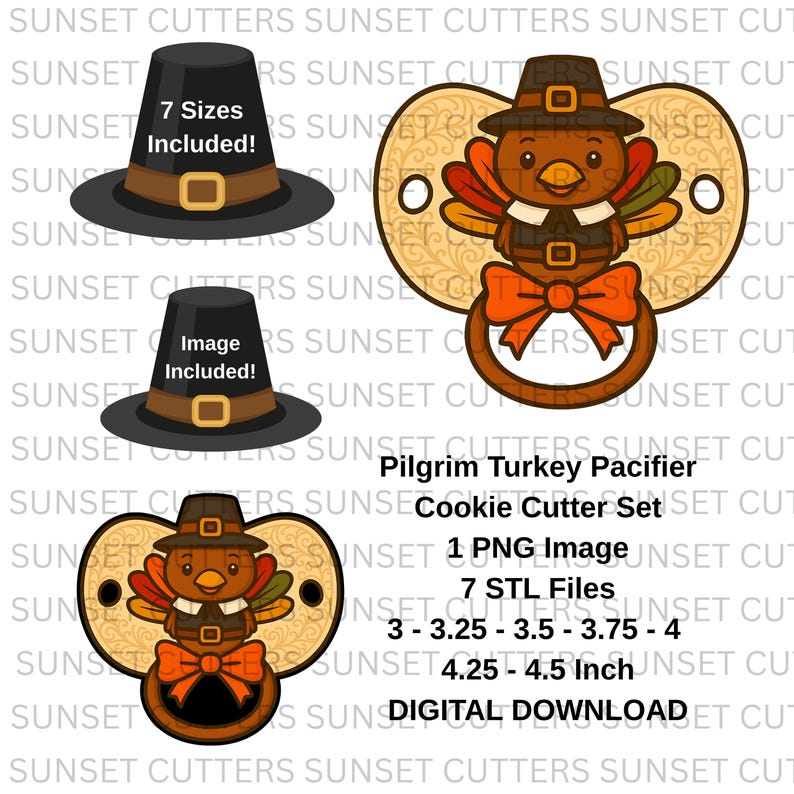 Turkey With Pacifier Pacifier PNG and STL Cookie Cutter, Turkey Pacifier, Pacifier Stl ...