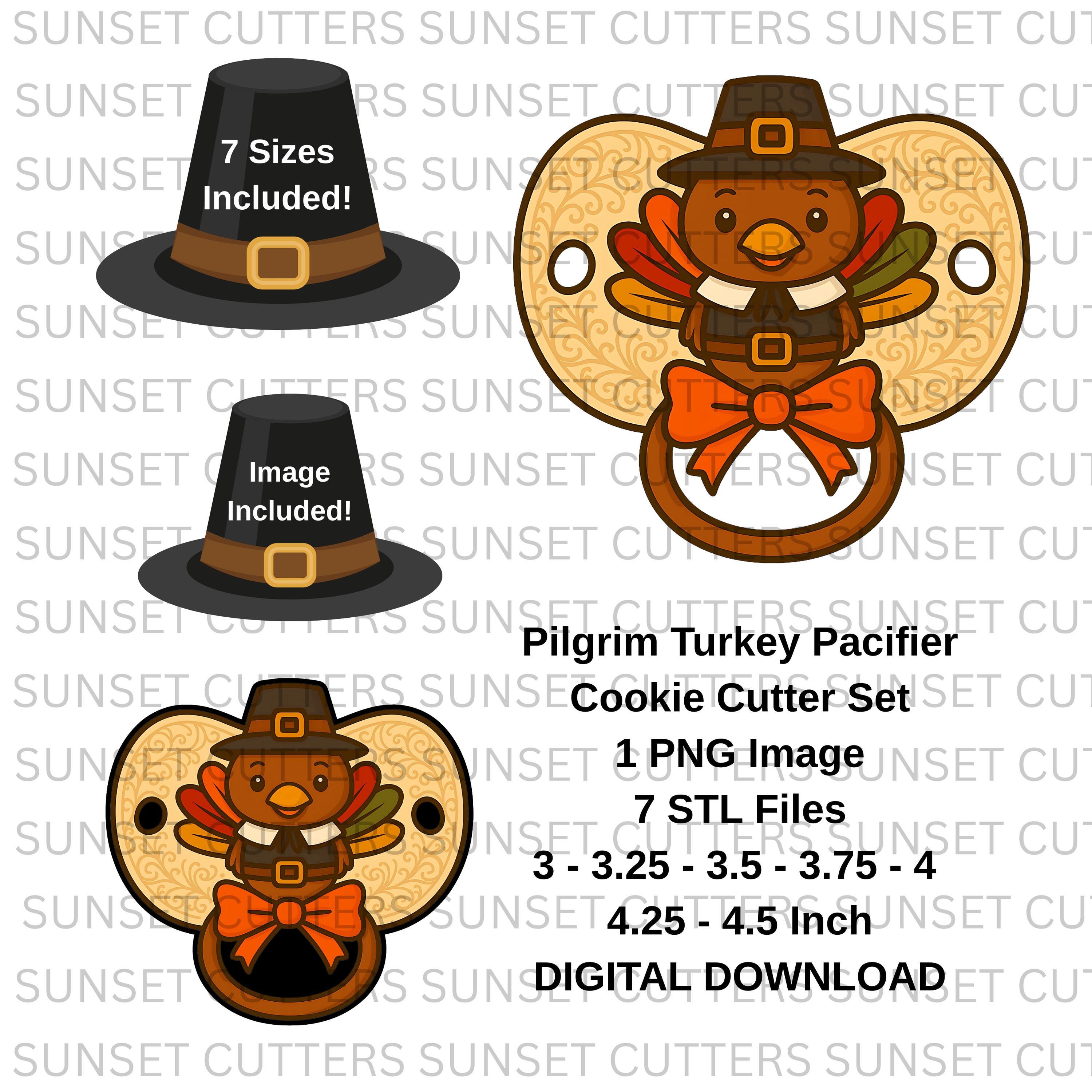 Thanksgiving Pacifiers Pacifier PNG and STL Cookie Cutter, Turkey Pacifier, Pacifier Stl ...