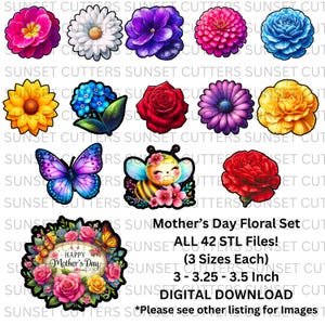 Mothers Day Flowers STL, STL cutters, stl cookie cutters, Cookie cutters, Flower STL, Carnation stl, Happy Mother's day, Flower stl cutters