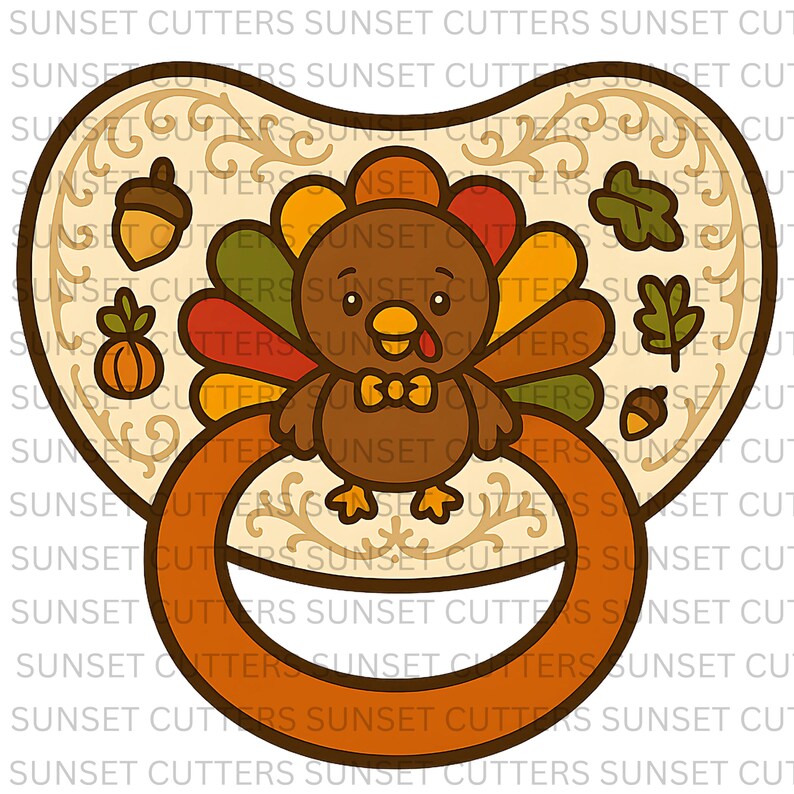 Turkey With Pacifier Pacifier PNG and STL Cookie Cutter, Turkey Pacifier, Pacifier Stl ...