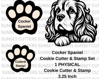 Cocker Spaniel Cookie Cutter and Stamp Set, Dog cookie cutter, Cocker Spaniel cookie cutter, dog stamp, puppy cookie cutter, Custom Cutter