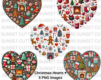 Christmas Heart PNG, Gingerbread man png, Holiday clipart, Hot Cocoa, Candy Cane,  Presents, Christmas cookies