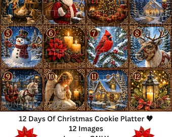 Advent Calendar, 12 Days of Christmas Cookie Platter, Cookie Platter, Christmas clipart