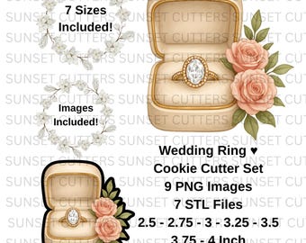 Wedding Ring PNG and STL Cookie Cuter, wedding ring stl, wedding ring png, wedding clipart, wedding ring box stl, wedding ring box cutter
