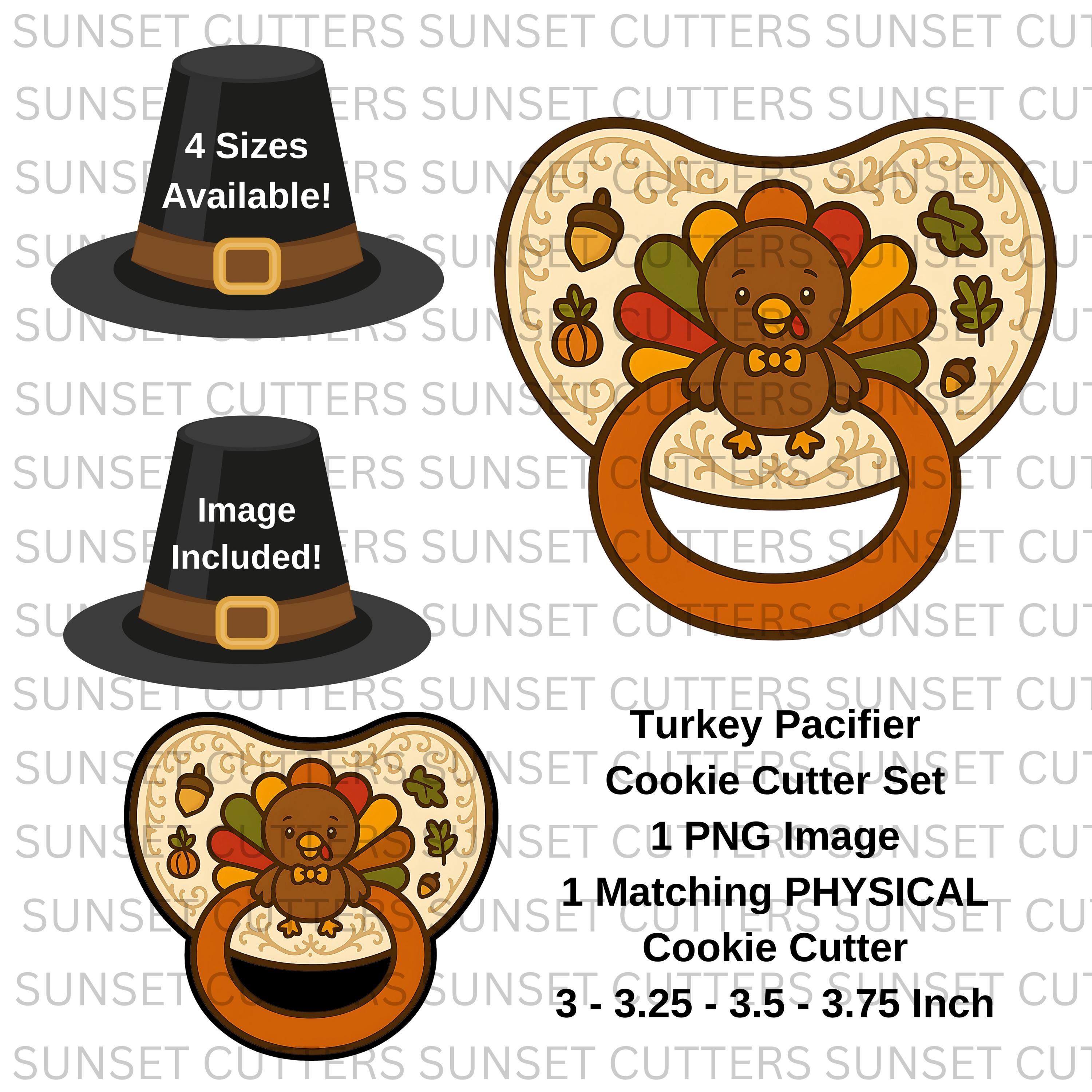 Thanksgiving Pacifiers Pacifier PNG and Cookie Cutter, Turkey Pacifier, Pacifier Cutter Turkey ...